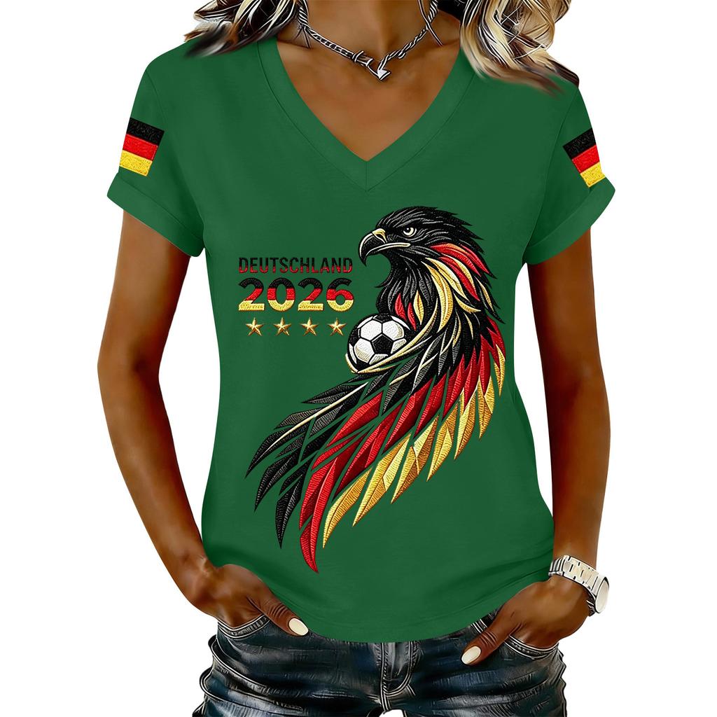 Womens Casual V Neck T Shirt Short Sleeve Letter Print Top Lightweight Soft Fabric Comfortable Fit Stylish Design
