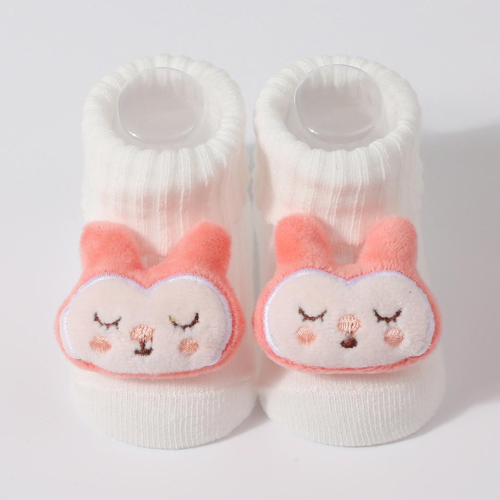 New Kawaii Cotton Soft Socks for Newborn Baby Cartoon Animal 3D Doll Socks for Girls Boys Infant Pink Short Socks 0-6 Month