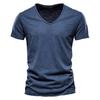 STORN 100% Cotton Men T-shirt V-neck Fashion Design Slim Fit Soild T-shirts Male Tops Tees Short Sleeve T Shirt for Men