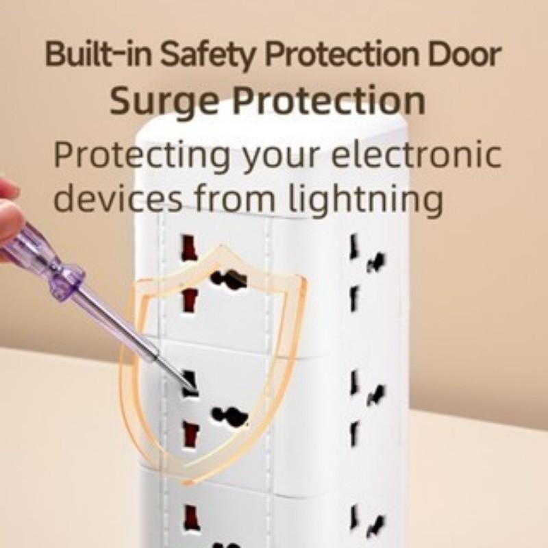 2/3 Layer Surge Protector Tower Power Receptacle Automatic Overloaded Switch Socket Board 2/3/5M Power Cord With Multiple Plugs