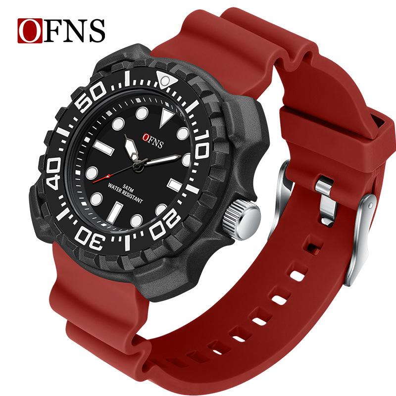 OFNS Quartz Luminous Silicone Strap Waterproof Sports Watch - Unisex Trendy & Simple Design