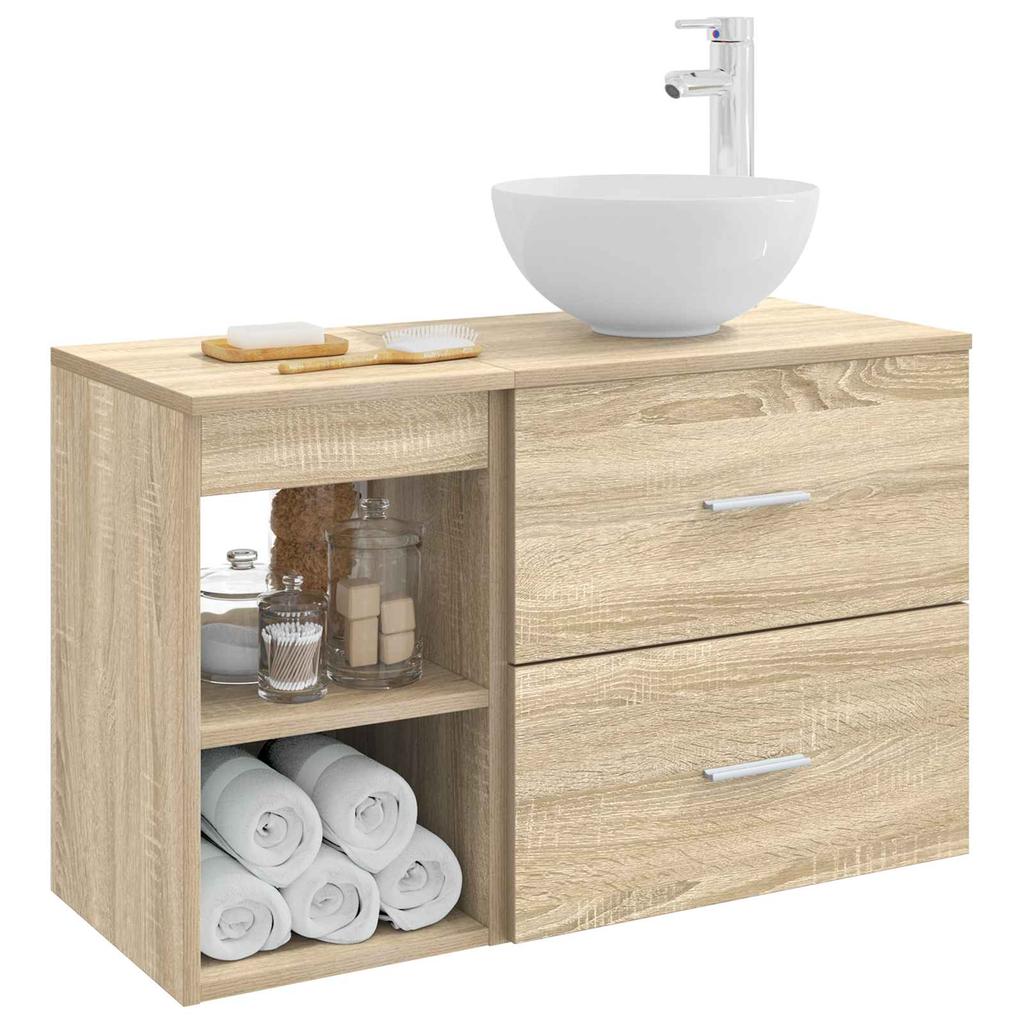 Bathroom Furniture Set 2 Pcs Sonoma Oak Wood Based Material