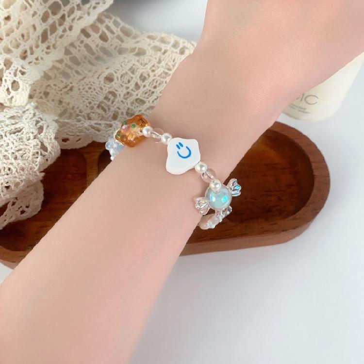 Festliches Mehrfarbiges Wolkenperlen-Armband Verstellbare Handgelenkkette Schmuck zum Stapeln Teenager-Mädchen Modezubehör