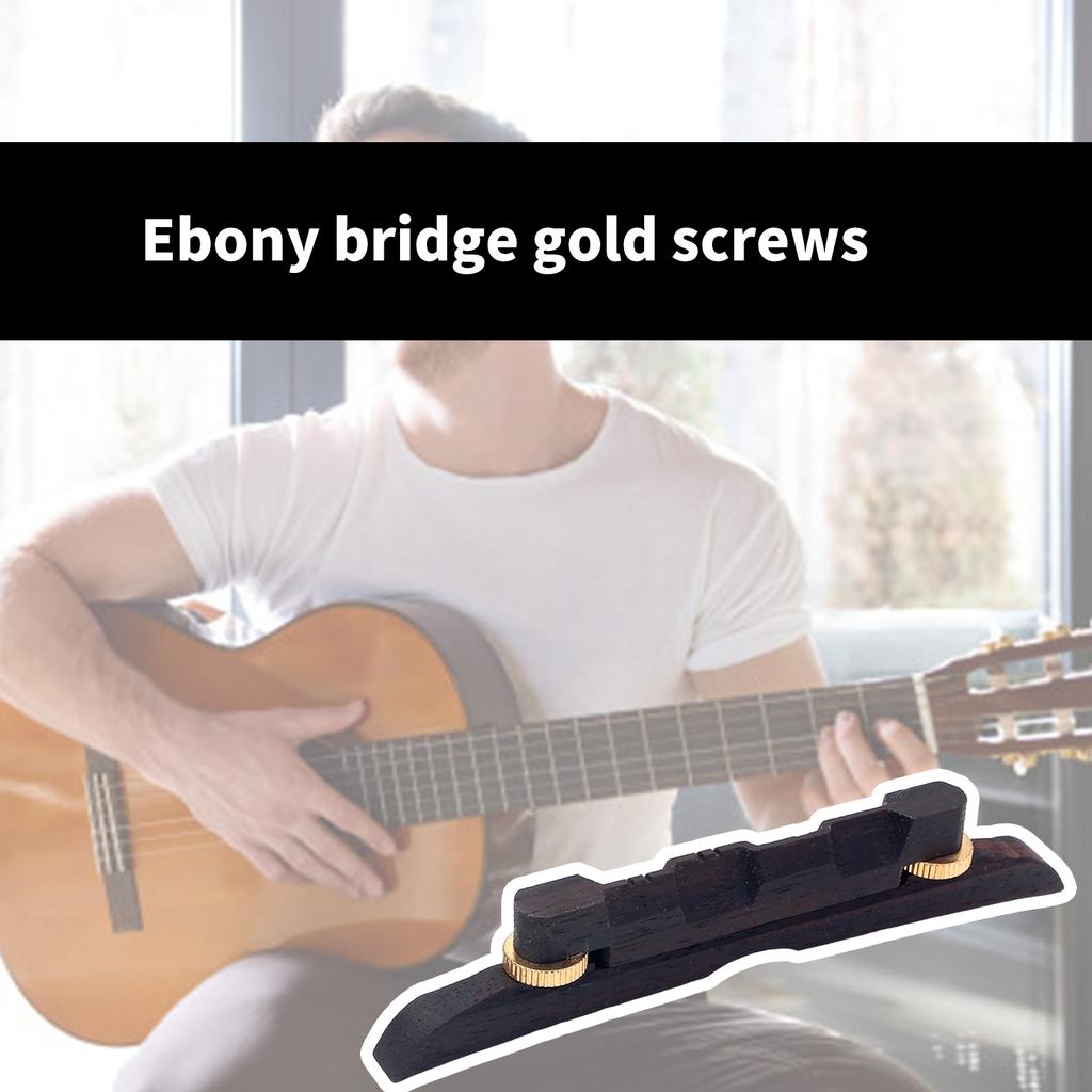 Mandolin Bridge Archtop Style Ebony Wood with Metal Hardware Height Adjustable Ebony Bridge for Mandolin Guitar Bass