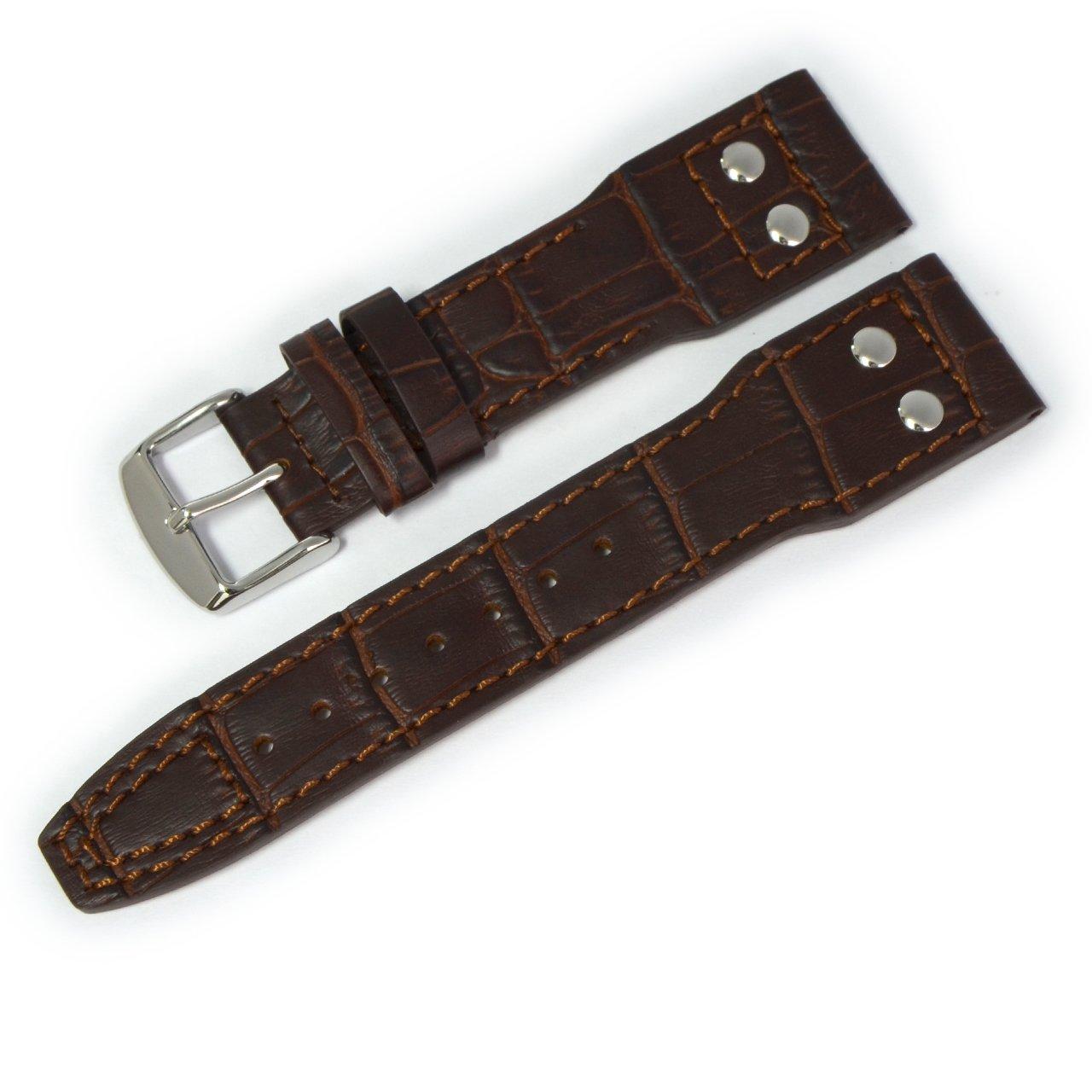 CASSIS Calfskin Embossed Watch Strap TYPE PLT 22mm Dark Brown with Replacement Tool U0028238032022M