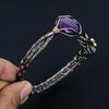 Amethyst Bangle  999 Copper Wire Wrapped Cuff Bracelet, Adjustable Bangle Gemstone Jewelry, Gift For Mom Handmade Brand, New Jewelry