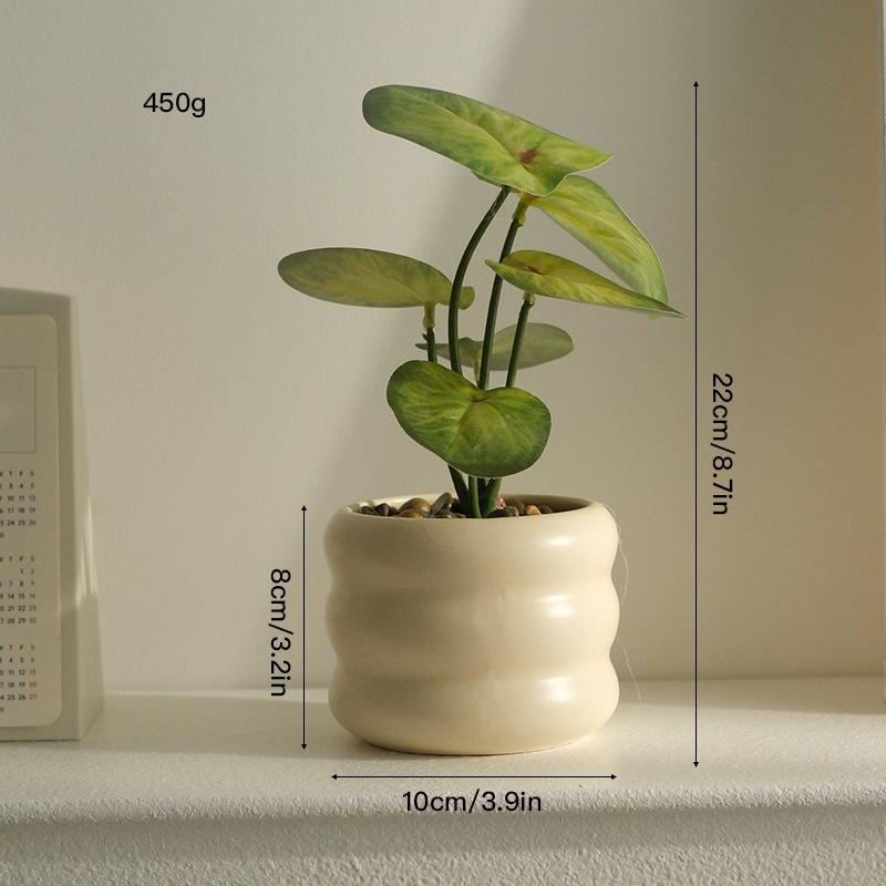 Decorative Artificial Potted Plant Small Size, Nordic Style Faux Green Bonsai for Indoor Desk Decor