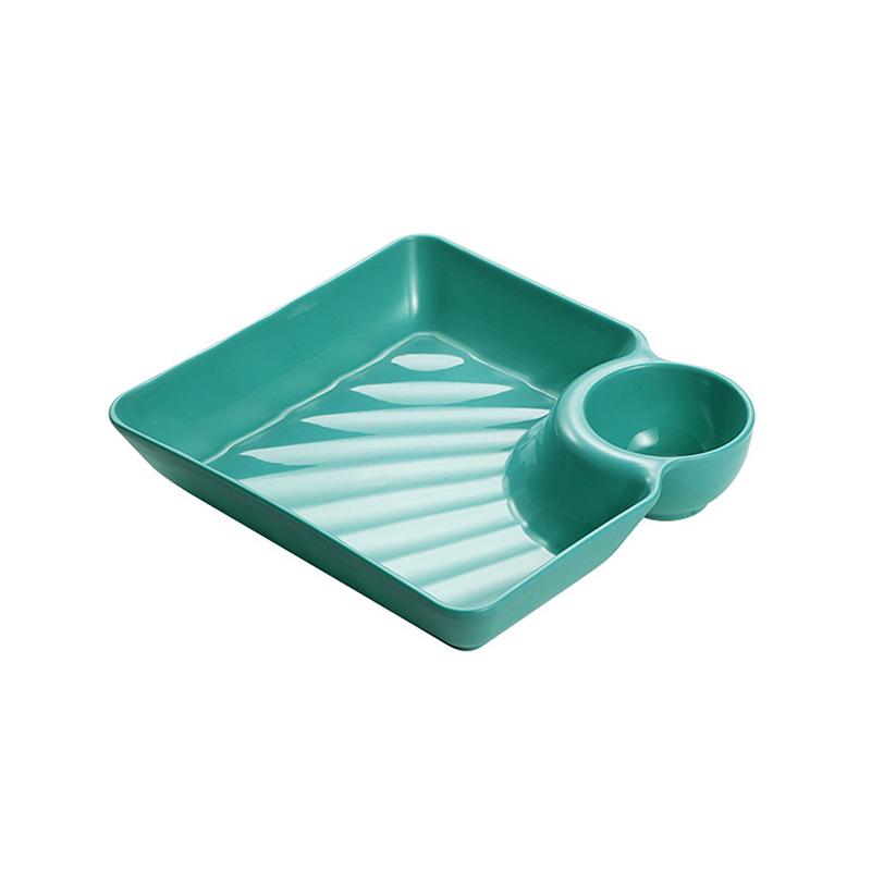 Plastic Dumpling Plate With Sauce Compartment Square Snack Cookie Platter Food Tray Dish Tableware Kitchen Plates