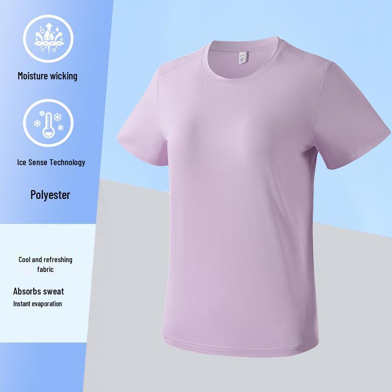 

Women s Quick-Dry Short-Sleeve Yoga & Fitness Top - Summer 2026 Breathable Cool Sports Tee Large лаванда фіолетовий колір