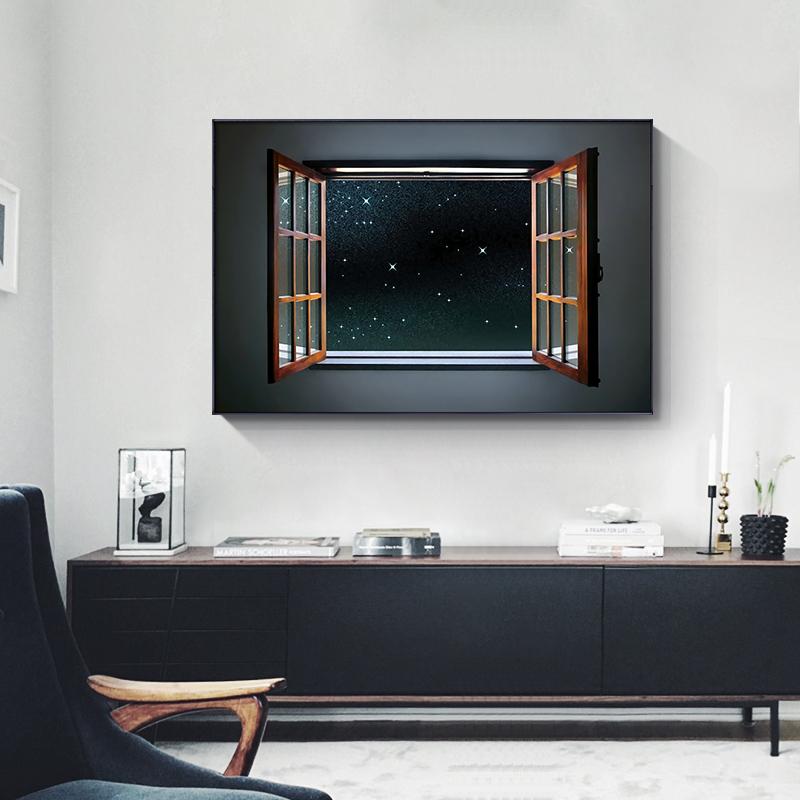 Krajobraz nordycki z widokiem na okna obraz na płótnie plakaty i nadruki gwiazd nocnych dekoracje do domu artystyczne zdjęcia na ścianę do salonu sypialni
