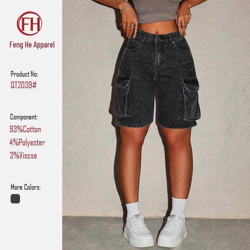 European and American Retro Style Women s Workwear Denim Shorts M