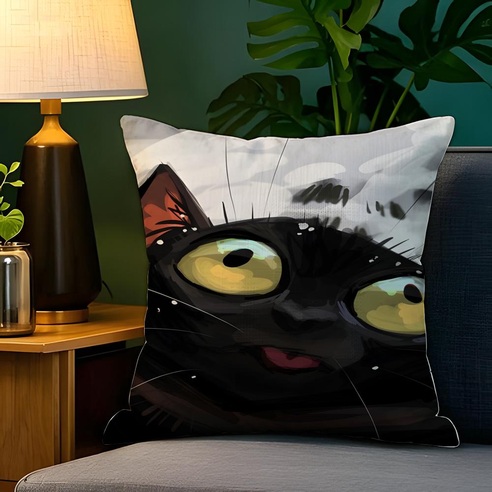 Funny Cute Christmas Cats Pillow Case Natural Linen Pillow Case DoubleSided Decor Sofa Pillowcase Home Decor
