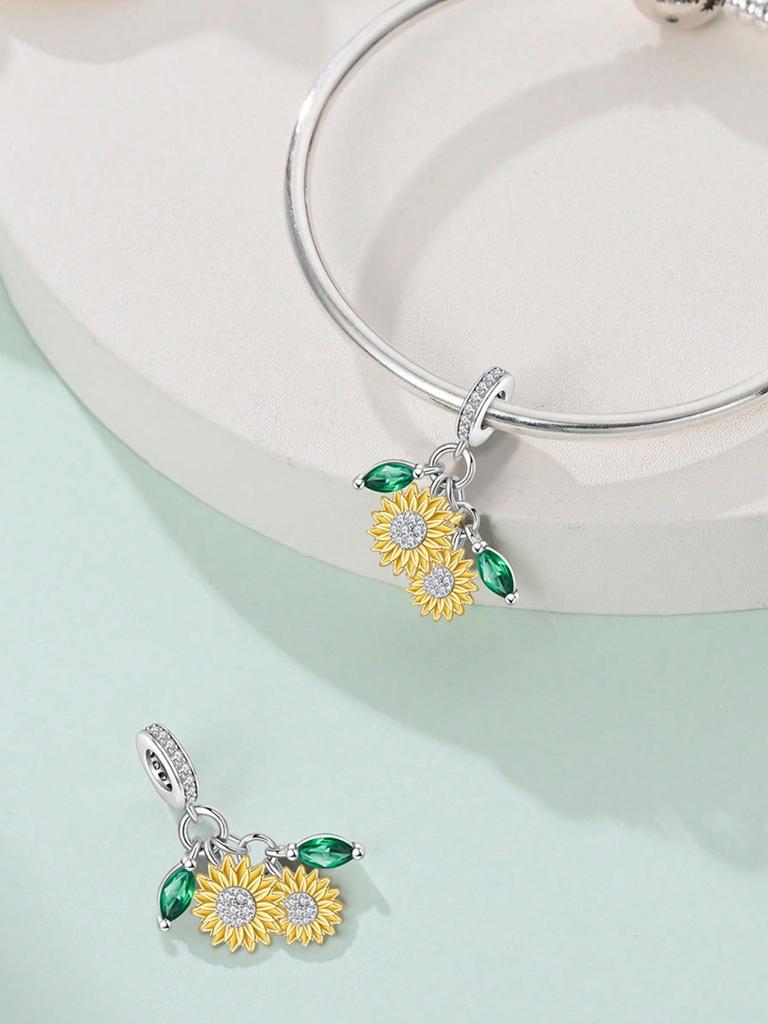 Charms Plata Copper Colors Daisy Cactus Flower Beads Charm Pendant For Original Bracelet For Women Diy Jewelry Love Gift