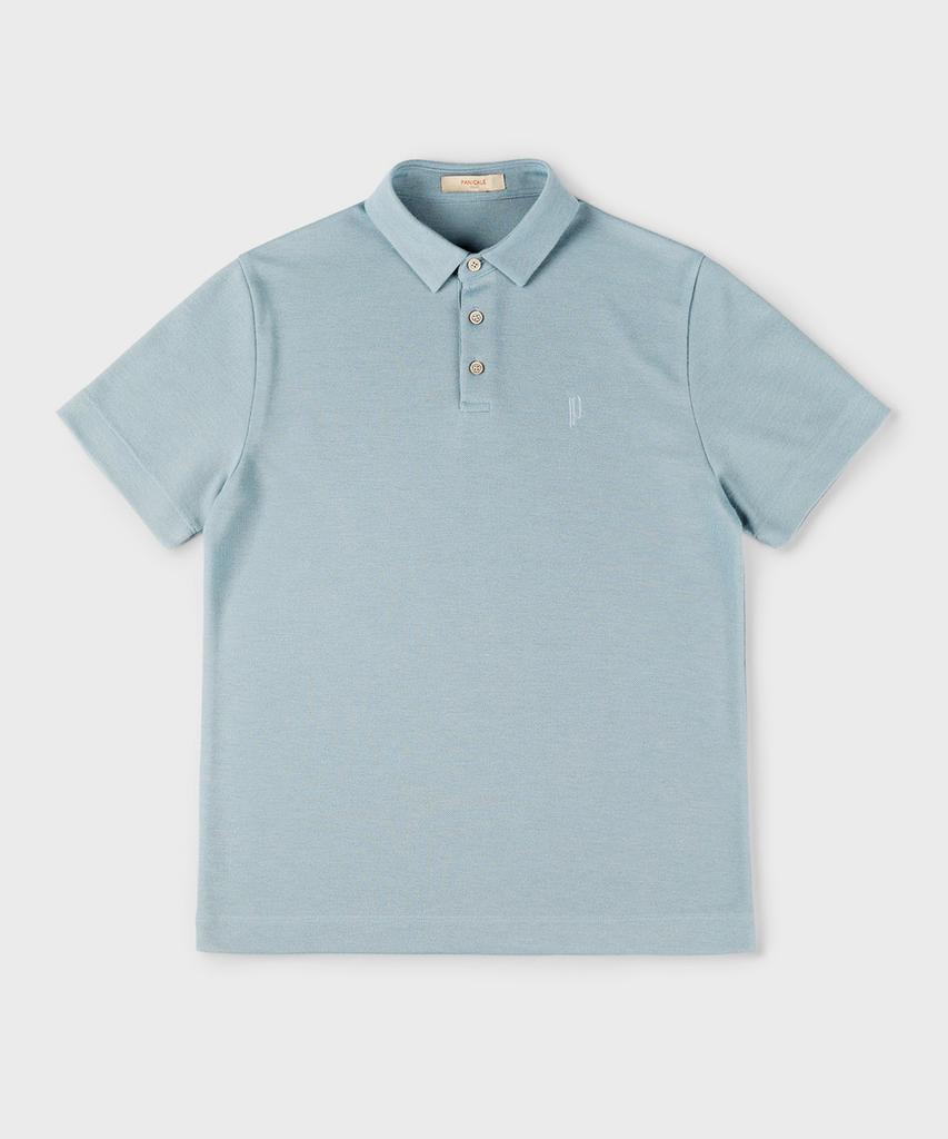 PANICALE Sky Blue Logo Short Sleeve Polo Knit