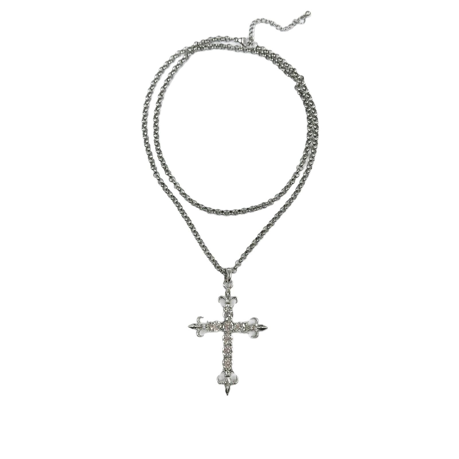 European and American style cross pendant necklace female cold style personality design collarbone chain cool style fashion versatile accessories