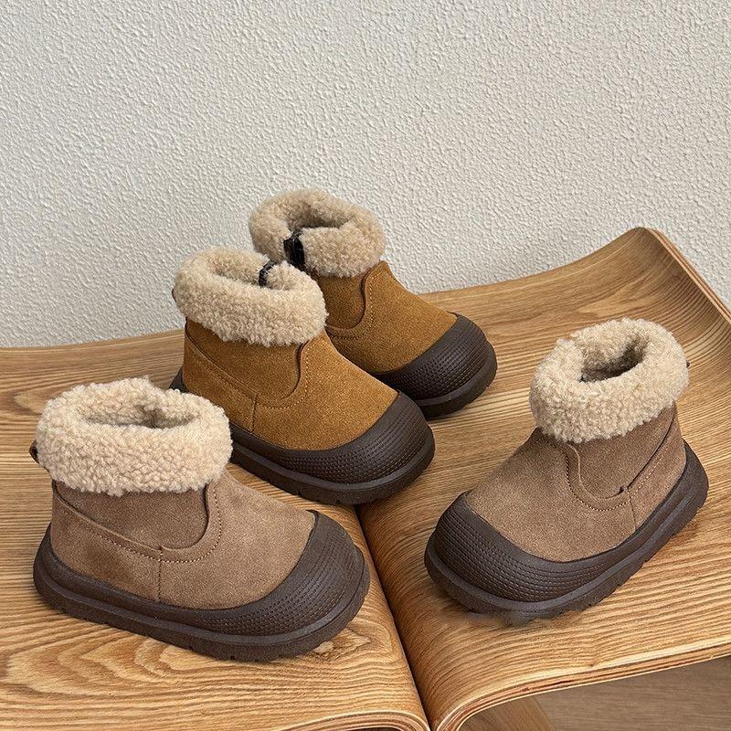 Soft leather children's snow boots suitable for babies toddlers lined with warm polar fleece winter outdoor shoes toddler boots