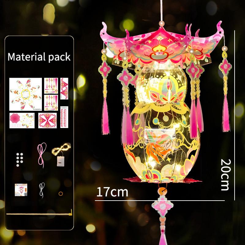 Mid Autumn Festival Lantern Palace Shape DIY Lantern Handmade Luminous Lamp Holiday Hanging Light Decor Birthday Gift Lanterns