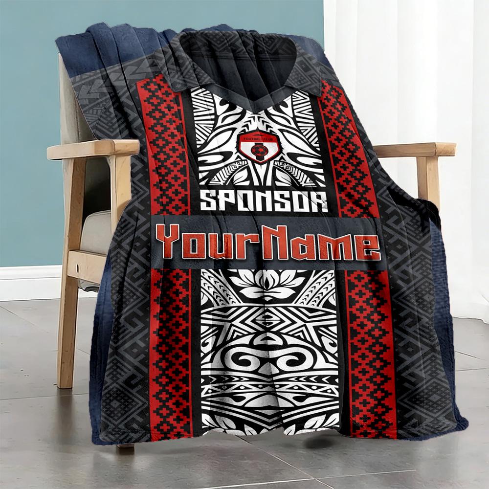 Ethnic Tribal Patterns Customize Text Blanket Cozy Personalized Blanket Durable Comfort for Couch Living Room Chair Sofa Ideal for All Seasons