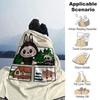 1Pc Cute Labubu Blanket Soft Comfortable Polyester Blanket Allseason Bedroom Office Outdoor Use Christmas Gift Choice Print Home Blanket Soft And Comf