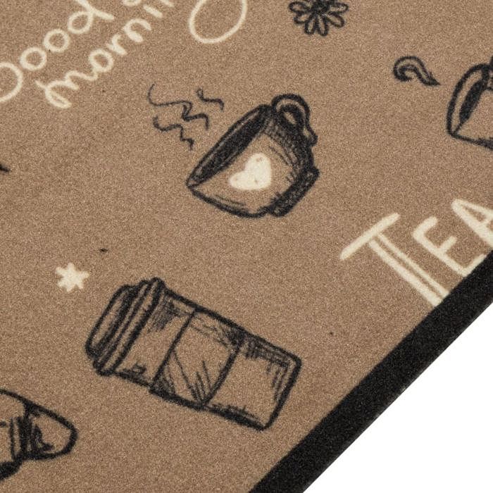VidaXL Tapis de Cuisine Lavable Imprimé Morning, Paillasson Antidérapant, Tapis de Sol, Tapis devant Évier, Moderne, Brun 4005587