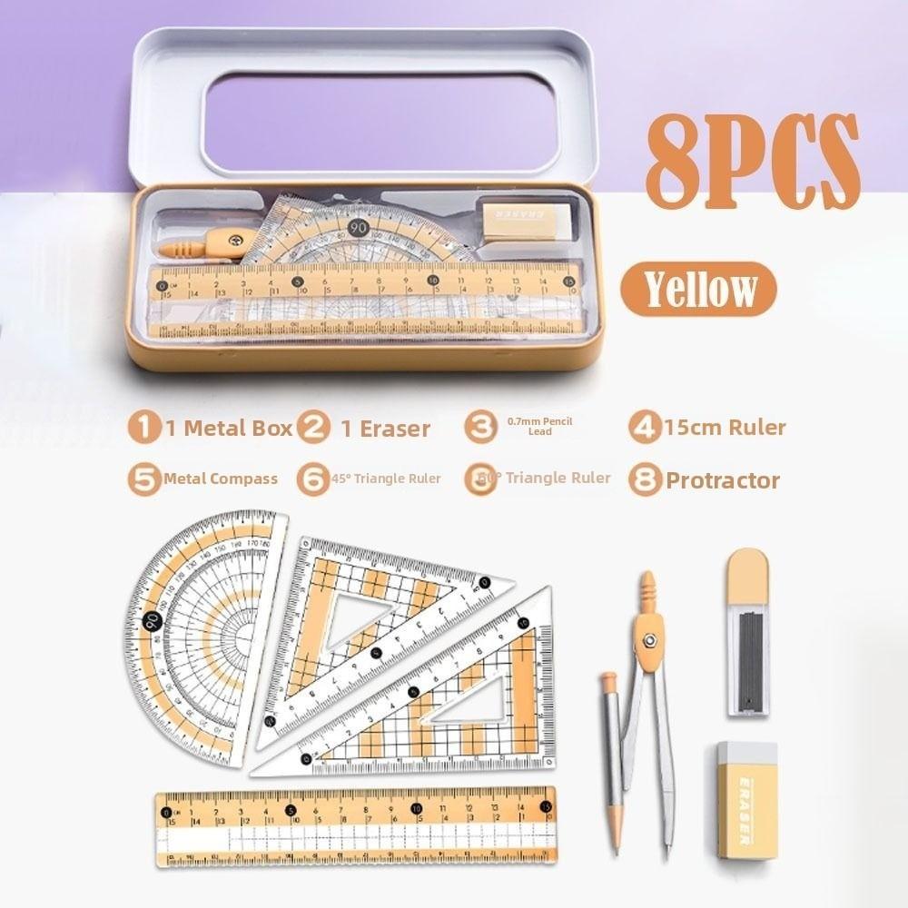 8PCS Multifunctional Compass and Ruler Sets Protractor Stationery Ruler Set  School Starts
