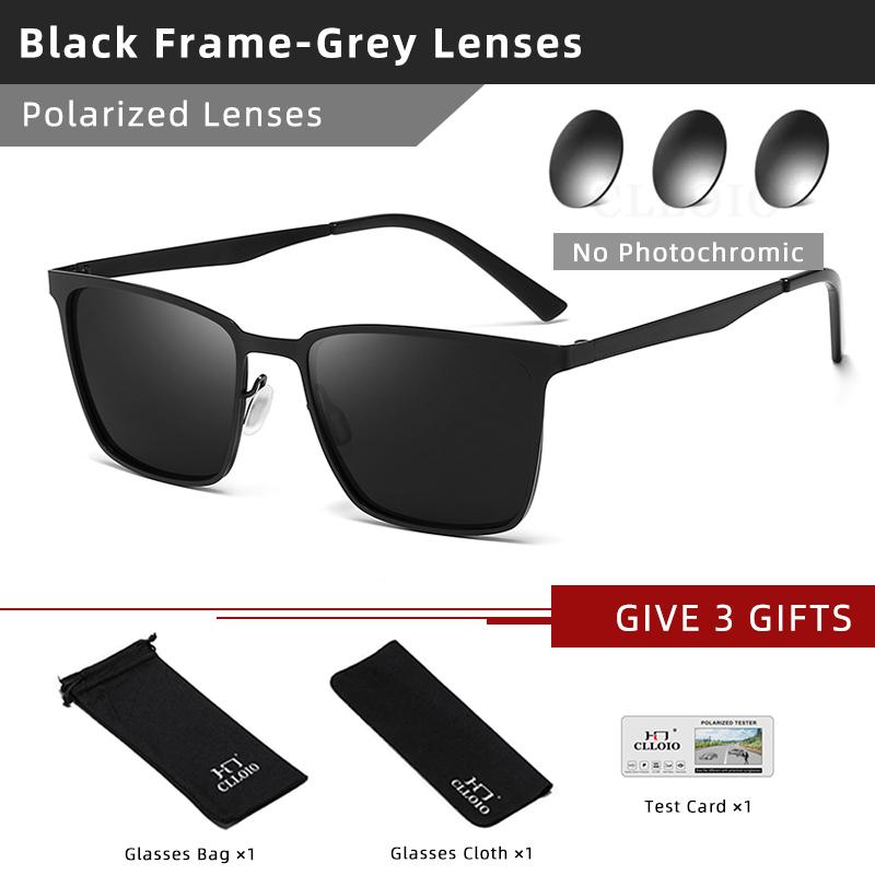 CLLOIO Quadratische photochrome polarisierte Sonnenbrille für Männer und Frauen, Mode, Reisen, Autofahren, blendfreie Sonnenbrille, männlich, Oculos de Sol