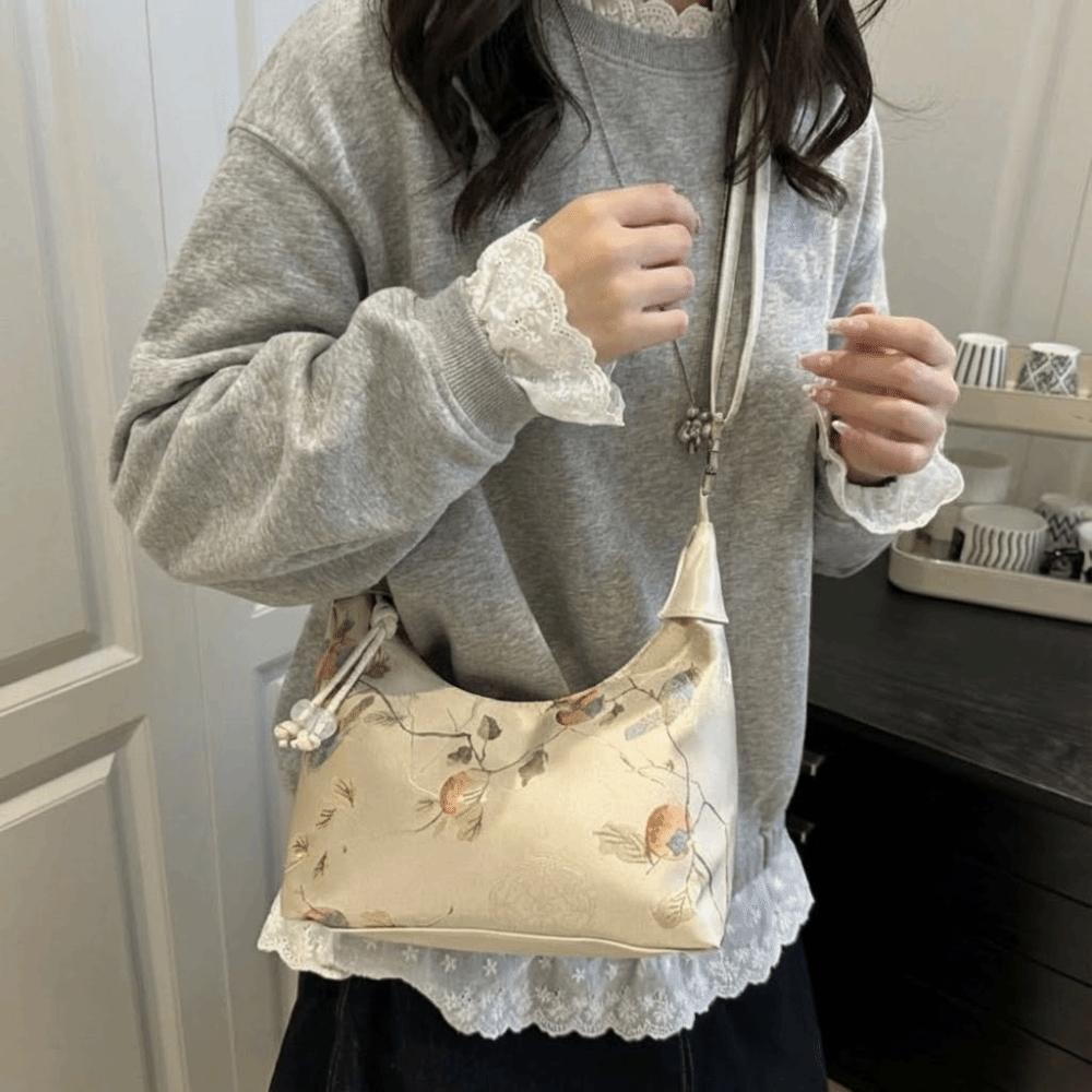 Embroidered Chinese Style Handbag Zipper Cheongsam Bag Fashion Pea Purses Women