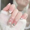 C466 Icy Summer Snowflake Medium-Long Wearable False Nails