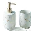 Badezimmer-Accessoire-Set KERAMIK Marmoroptik Spender Seifenschale