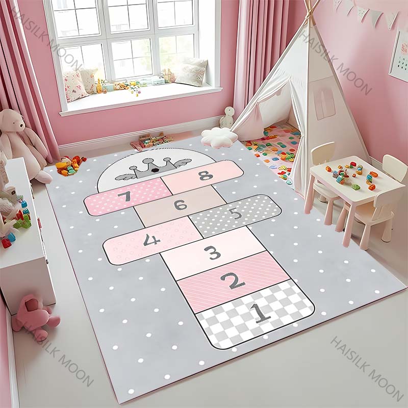 New To Hopscotch Printed Carpet! Beautify The Space, Anti-slip Sound Insulation, Living Room Bedroom Area Can Used Mat Kids Gift