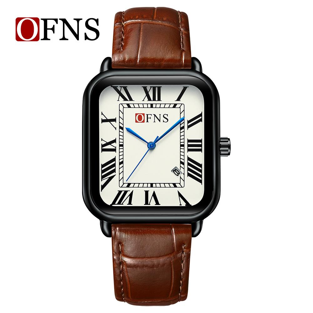 Ofns 1533 Top Brand Men Watch Top Brand Luxury Military Fashion Waterproof Male Clock Rubber Quartz Business Leather Wristwatch