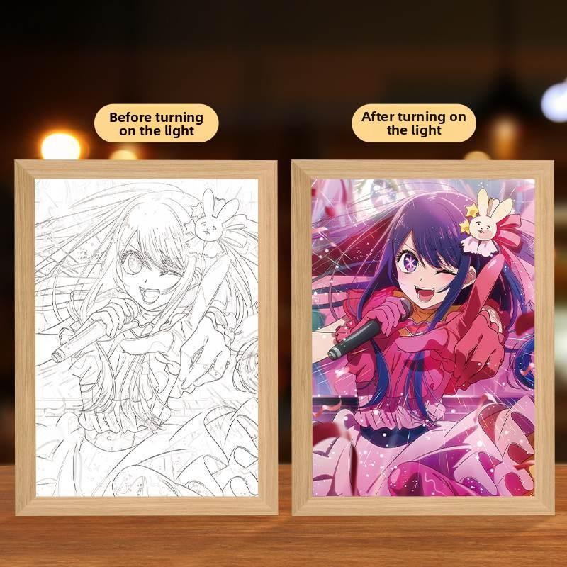 23cm/9.06in I Push The Kid 3D Anime Light Painting Led Night Lamp Wild Star Love Cartoon Led Peripherals Gift Bedroom Decoration