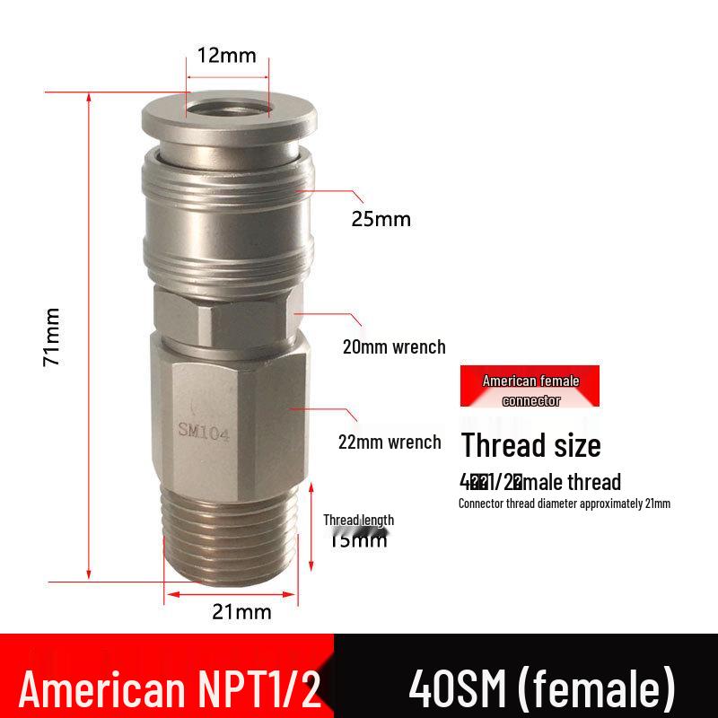 American NPT Quick Self-Locking Pneumatic Connector for Small Air Hammer Tools