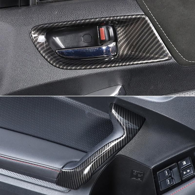 För Toyota 86 Subaru BRZ 2012- ABS Kolfibertextur Interiörlister Dörrpanel Handtag Handtag Dörrskål Skydd Trim