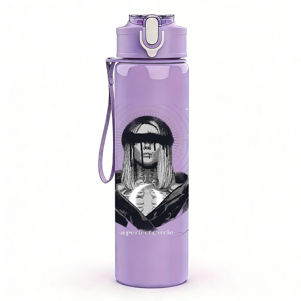 1PC Eagle wing western graphic print 750ml colorful plastic sports water bottle leakproof pop up lid with straw for outdoor work home use