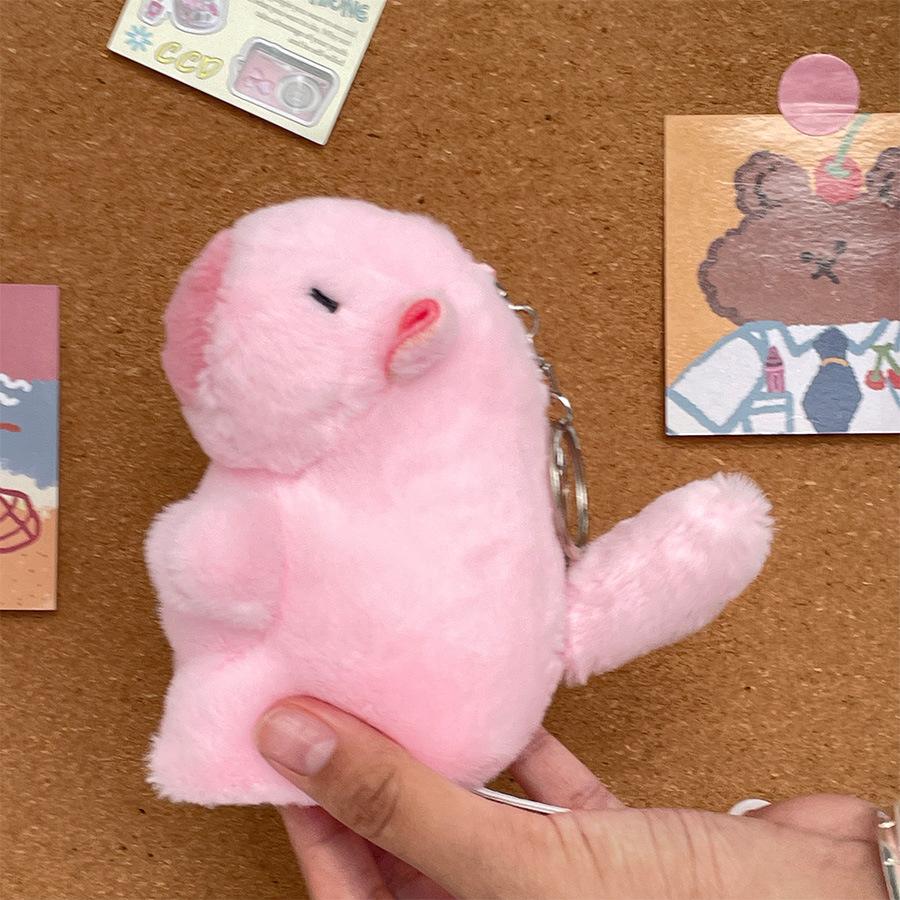 

Cute Style Kapibala Doll Pull Rope Wagging Tail Toy Cartoon Plush Capybara Doll Bag Pendant Approximately 11cm long