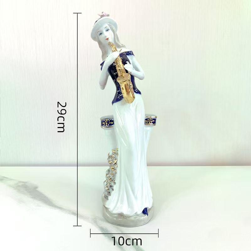 European Western Women Ceramic Statue Decoration Items Home Livingroom Furnishing Accessories Office Desktop Sculpture Ornaments