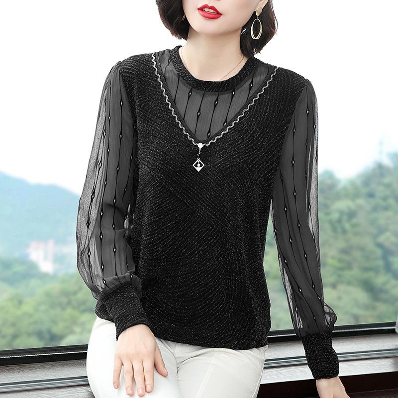 Autumn Casual Loose Shirt Middle-aged and Elderly Women's Clothing Middle-aged Korean New Style Fashionable T-shirt Top