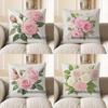 Home Decor Pink Roses: Elegant Floral Cushion Cover Pattern Cushion Cover Suitable For Sofa Bedroom Car Pillow Cover