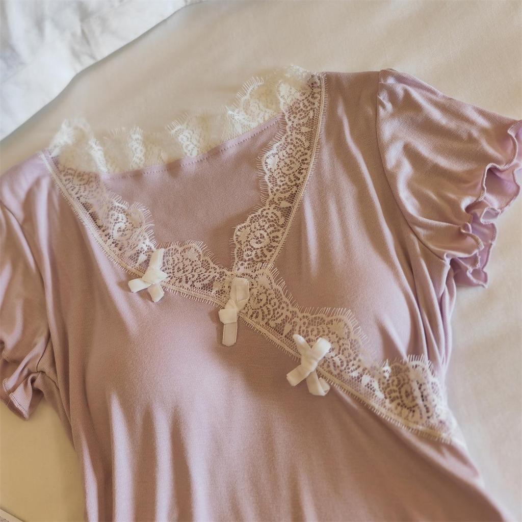 Women's Modal Pajama Set: Short-Sleeved with Built-in Bra, Includes Shorts and Long Pants for Spring/Summer