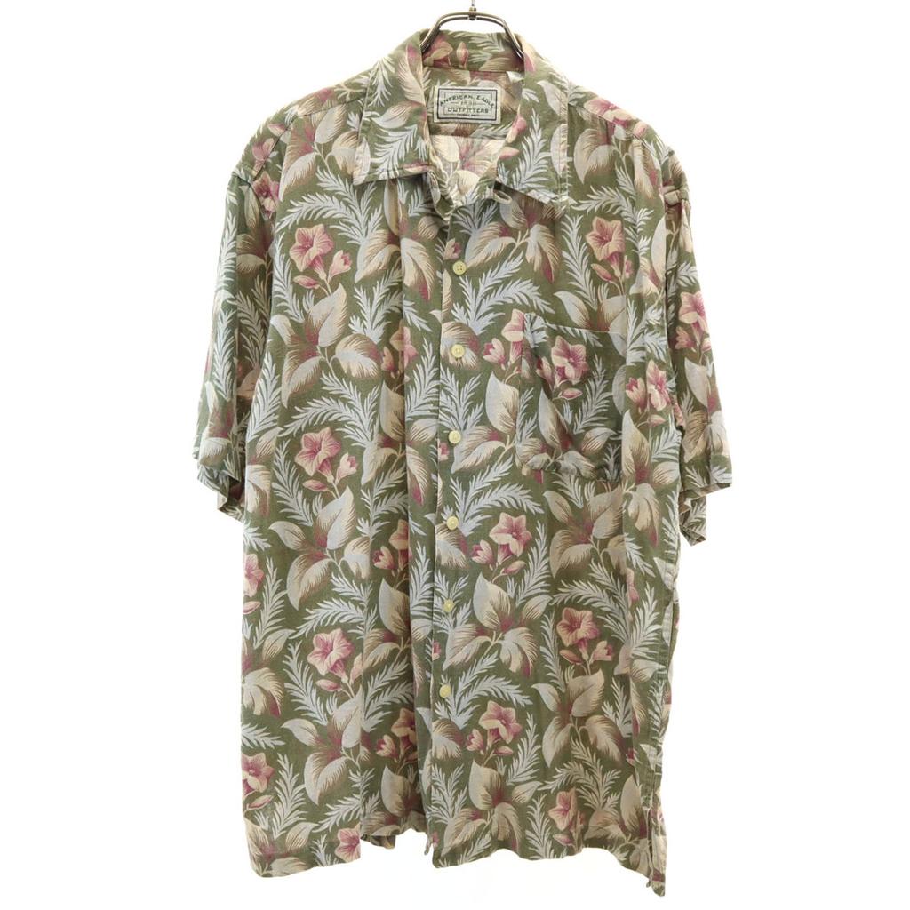 American Eagle Outfitters 90s Linen Blend Old Floral Five-quarter Sleeve Open Collar Shirt Men's Used