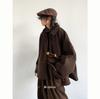 Unisex Retro Japanese Woolen Coat - Single-Breasted, Loose Fit, Raglan Sleeve