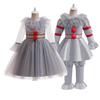 Costume Cosplay Joker Enfant Horreur Manches Bouffantes Col Tulle Pantalon Halloween Noël