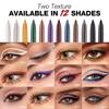 Matte Glitter Waterproof Eyeliner Pencil with Concealer Pen - Fast Dry, Long Lasting, Smooth Application In Blue, Brown, and More