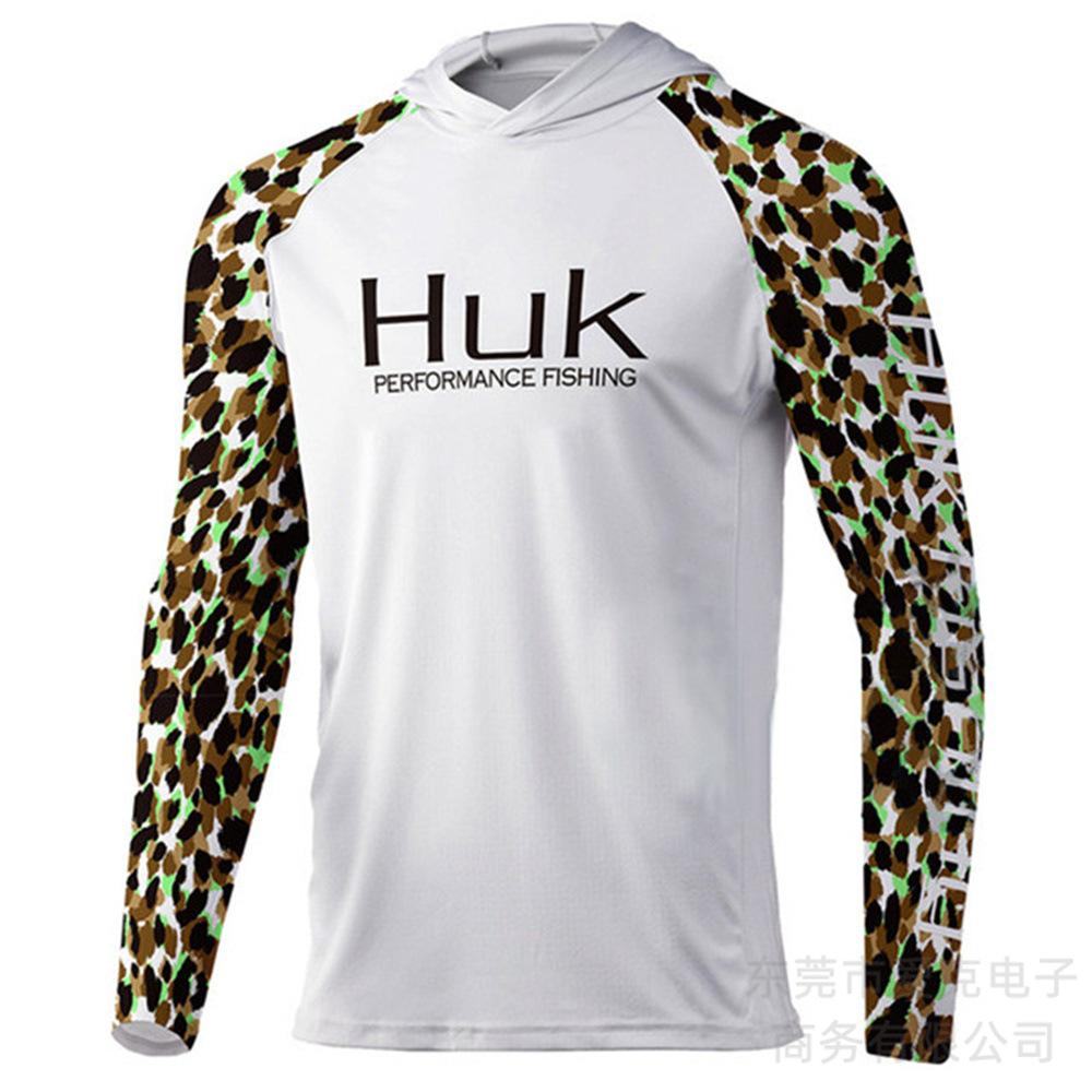 Hooded fishing suit, summer quick-dry long-sleeve men's T-shirt, outdoor sportswear, sun-protection shirt, lure fishing suit, breathable