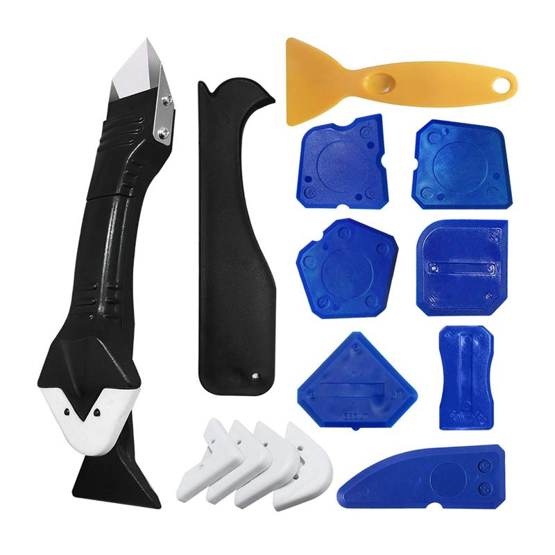 Caulk Remover Scraper Sealant Finishing Tool Kit 3 in 1 Caulking Scraper Tools with 5 Replaceable Silicone Pads Sealant Finishing Tools
