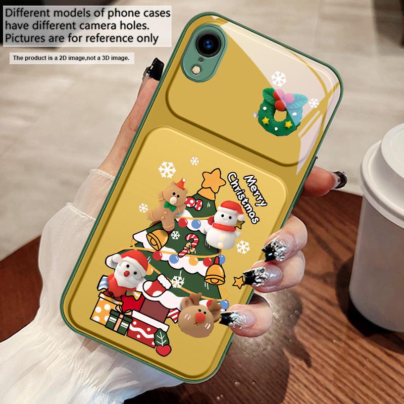 Cartoon-Weihnachtsbaum Für iPhone 17 Air 16 E 15 14 13 Plus 12 mini 11 17 Pro Max XR Xs Max 16E 7 8 Gehärtetes Glas Handyhülle