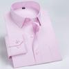 New Men Formal Shirt Long Sleeve Office Solid Color Striped Anti-Wrinkle Fashion Business Pocket White Social Pocket Shirt S-7XL