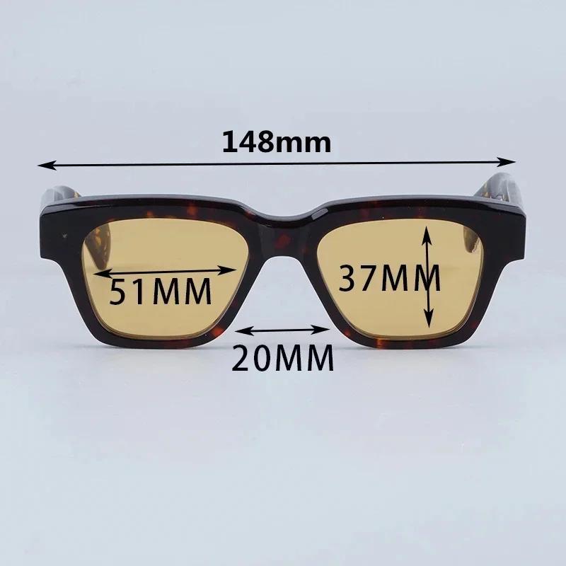 JMM Fellini Quadratische Sonnenbrille Handgefertigt in Japan Importiertes Acetat Klassisches Acetat Schwarzer Optischer Rahmen mit Metall an den Bügeln