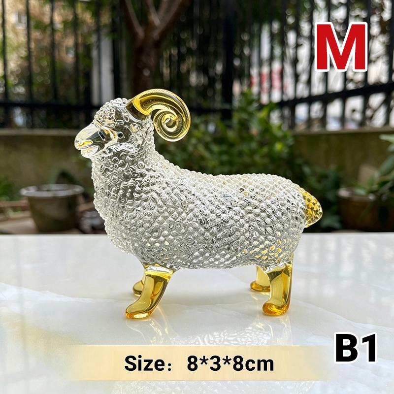 Crystal Sheep Figurine 2027 Zodiac Sheep Statue Home Desktop Bookshelf Office Ornament Sheep Decor Feng Shui Bring Fortune